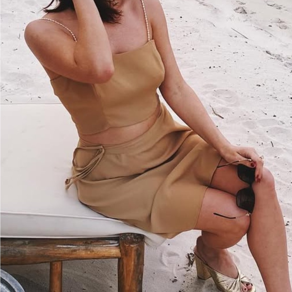 Sara Cristina Tan Two-Piece Set